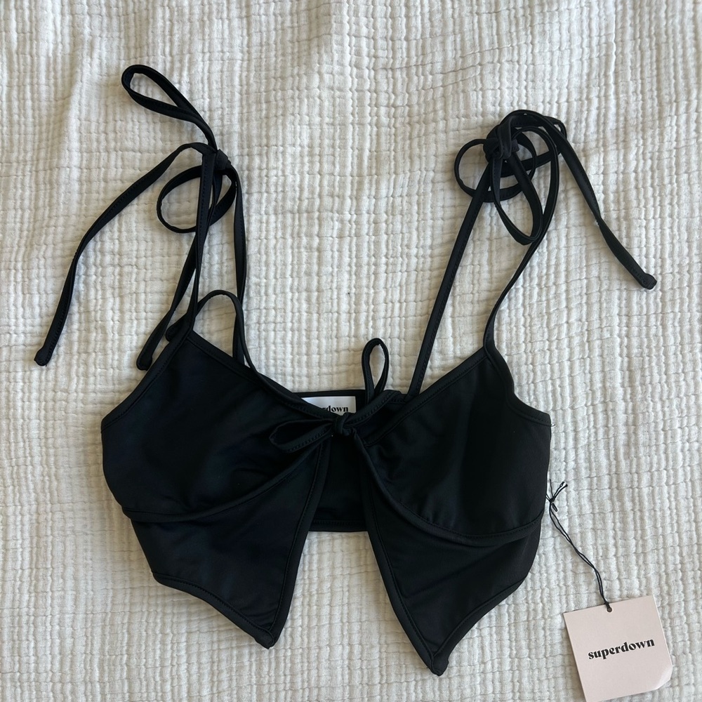 Black crop superdown top from revolve